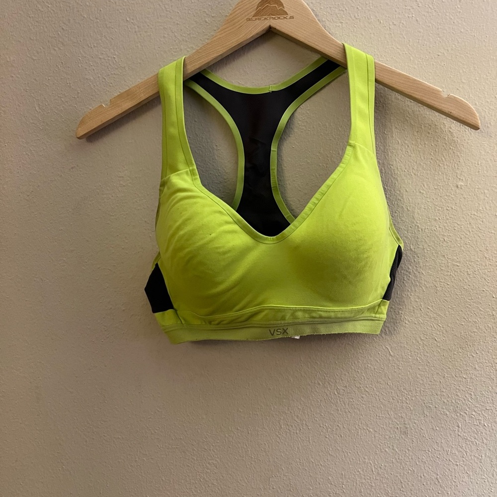 VSX Green and Grey Sports Bra Moisture-Wicking Racerback